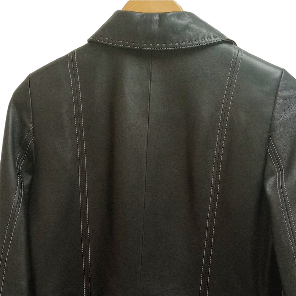 🆕 OVERLAND "MIA" BLACK ITALIAN LAMB LEATHER WOMEN'S TRENCH COAT - Picture 13 of 16